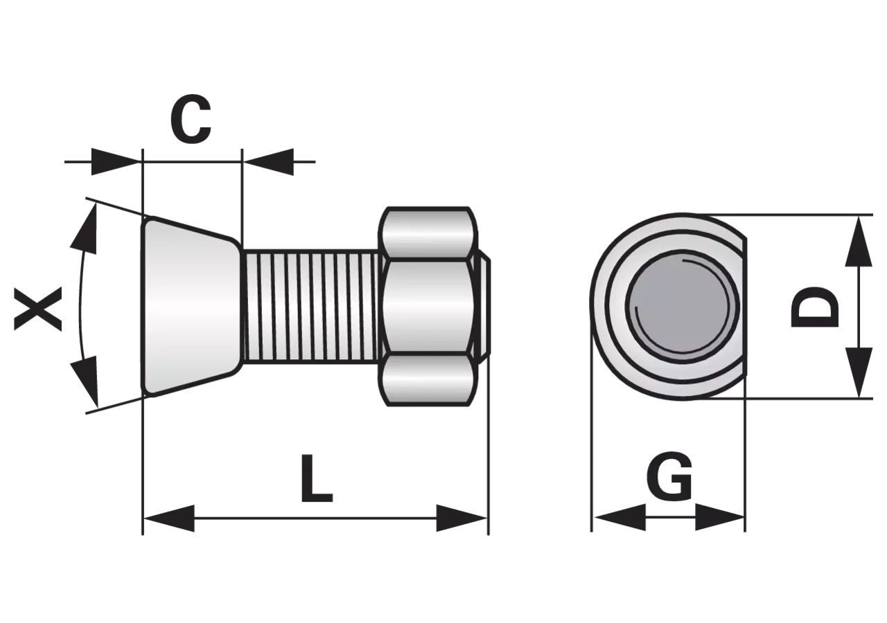 Pflugschraube Halber Ovalkopf, M16 x 85 mm, Güte 12.9 mit Mutter GartenShop24