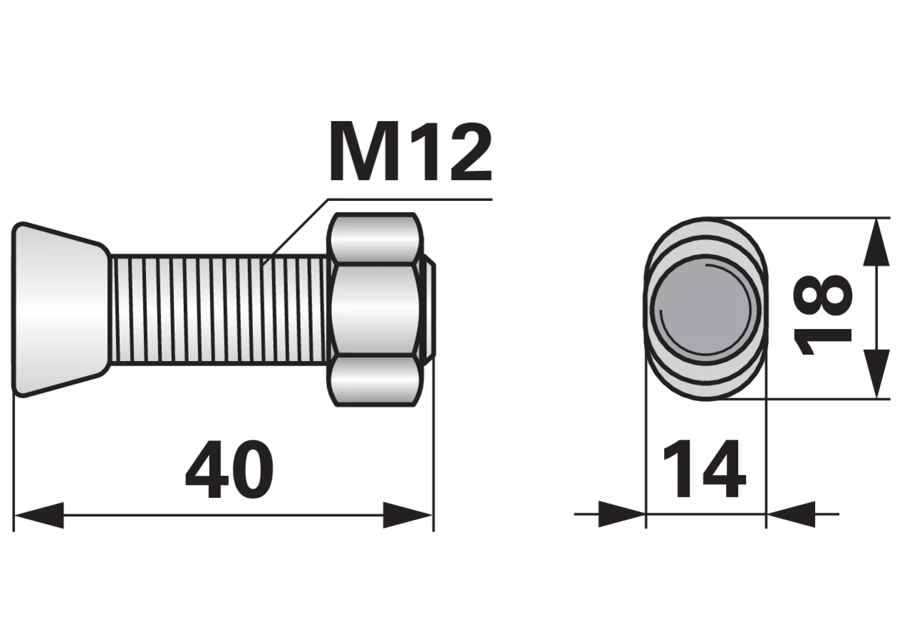 Pflugschraube Ovalkopf, Form Rabe M12 x 40 mm, Güte 12.9 mit Mutter GartenShop24
