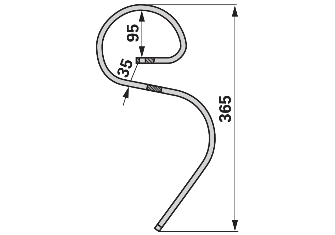 Garezinke gebogen, 25 x 8 x 365 mm, Einbauhöhe 250 mm GartenShop24