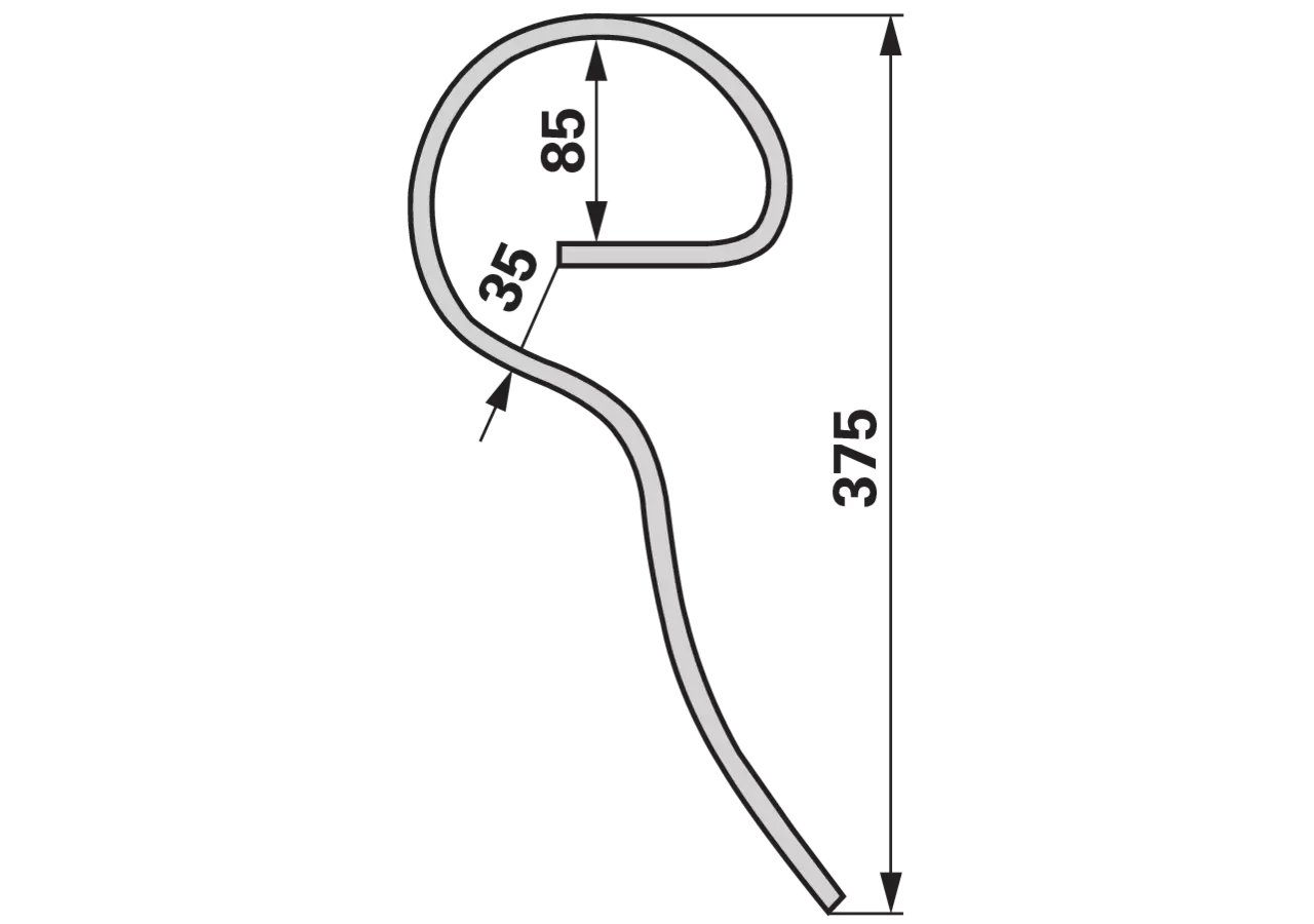 Garezinke zurückgebogen, 25 x 8 x 375 mm, Einbauhöhe 280 mm GartenShop24