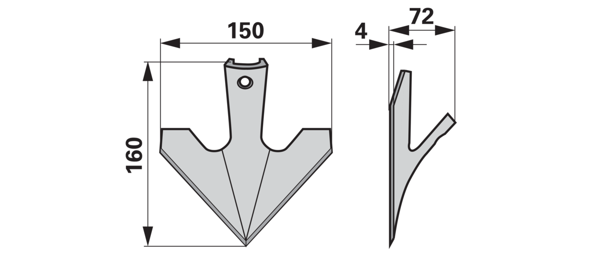 Schnellwechselschar für Bourgault Eco-Sweeps, Arbeitsbreite 155 mm GartenShop24 - Hochwertige Gartengeräte