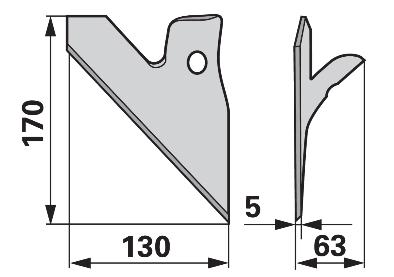 Halbschare rechts 130 x 5 mm GartenShop24 - Hochwertige Gartengeräte