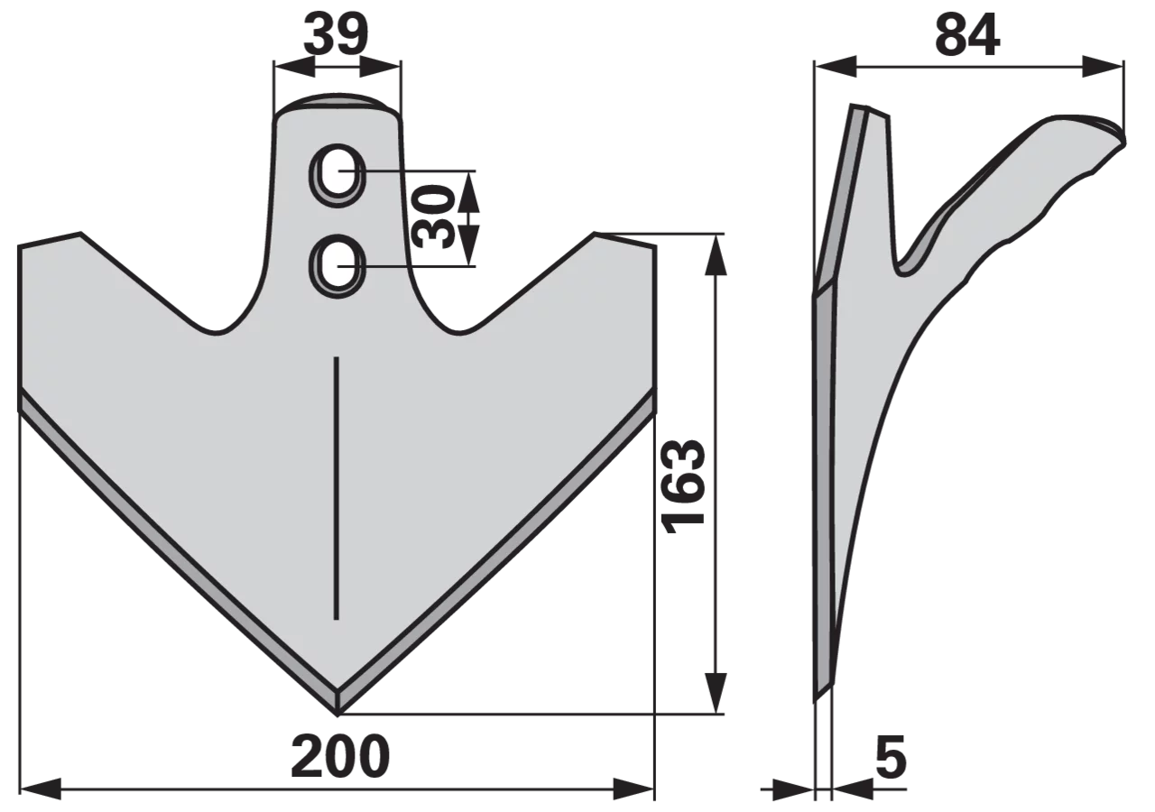 Gänsefußschare 200 x 5 mm, Lochabstand 30 mm GartenShop24
