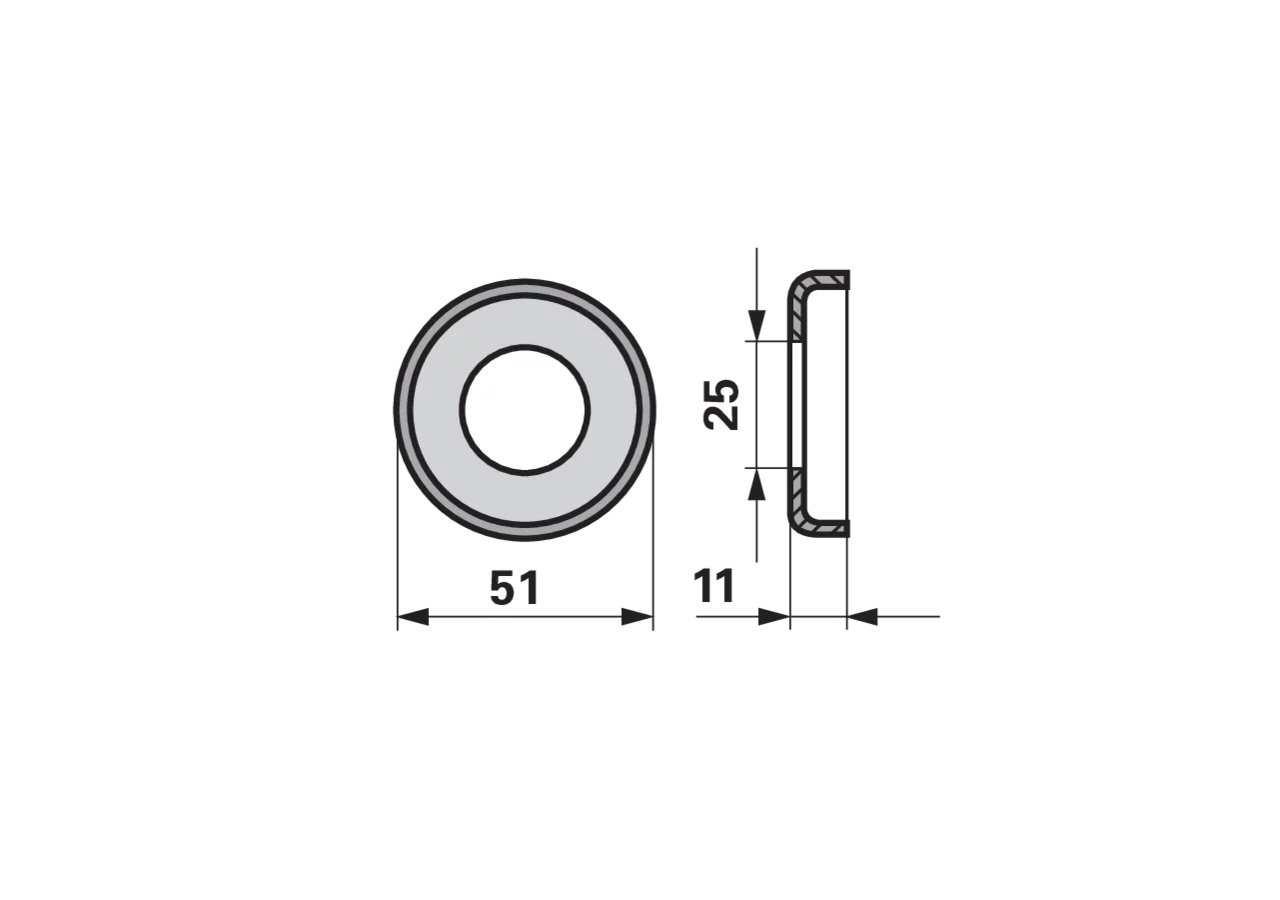 Deckel 51 x 11 mm, Mittelloch 25 mm GartenShop24