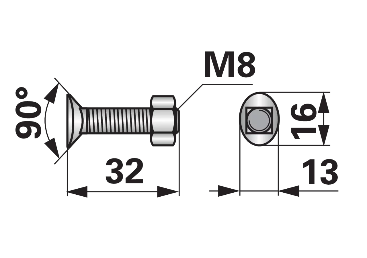 Planetenschraube M8 x 32 mm, Güte 8.8, mit Mutter, 10 Stück GartenShop24