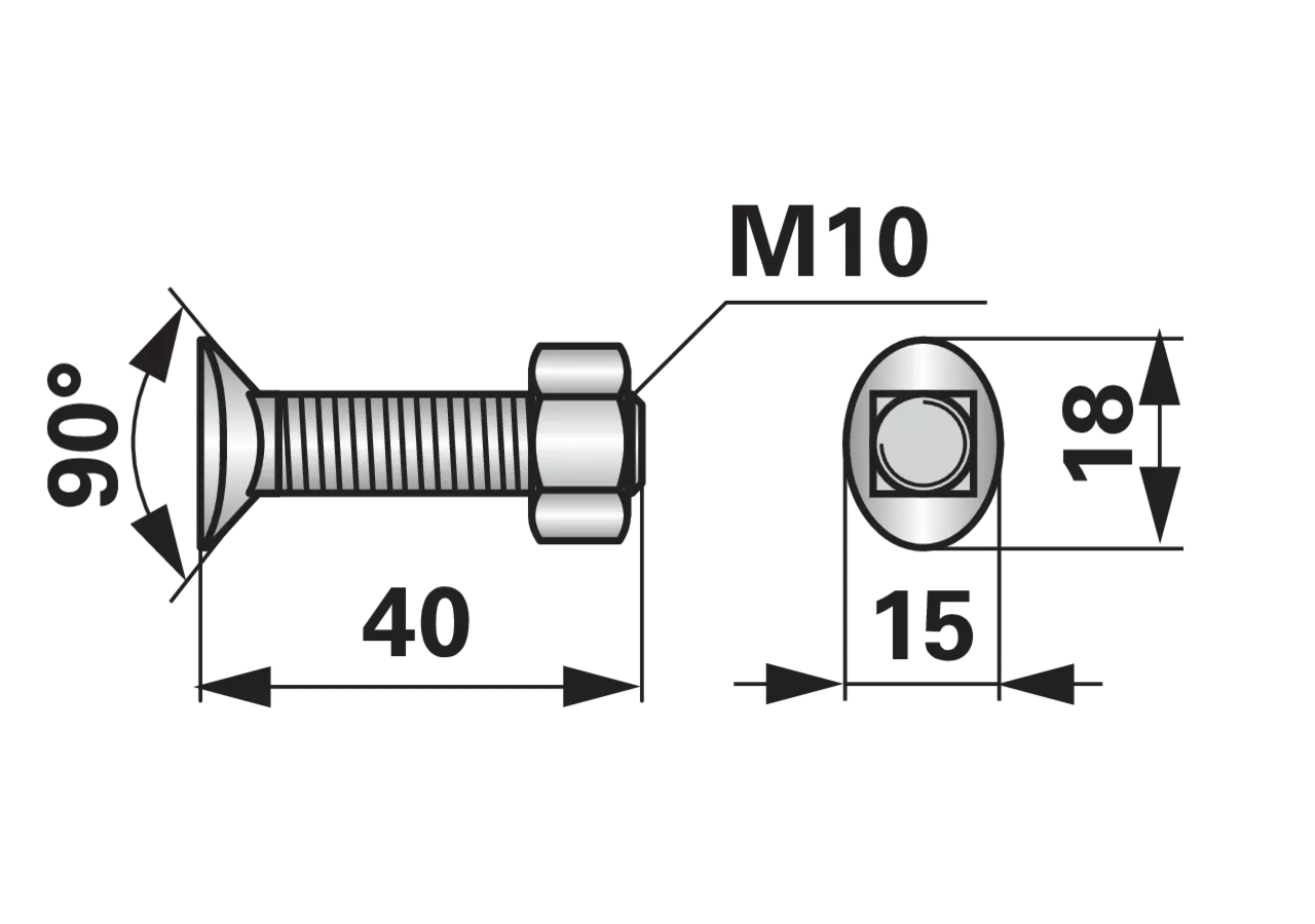 Planetenschraube M10 x 40 mm, Güte 6.8, mit Mutter GartenShop24