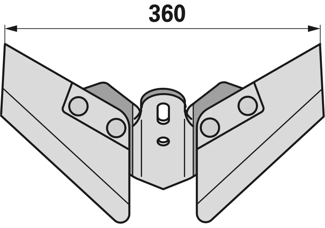 Flügelschare komplett, 360 x 8 mm, Lochabstand 45-75 mm bpt