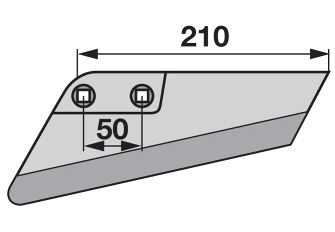 Flügelschare links, 210 x 8 mm, Lochabstand 50 mm bpt