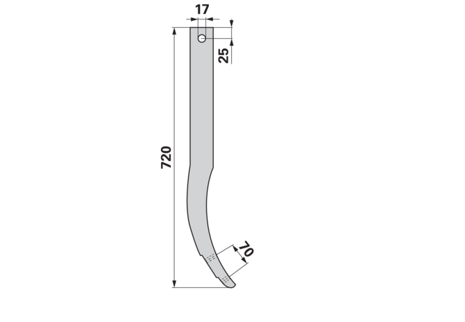 Schwergrubberstiel 60 x 25 mm, Länge 720 mm, Lochabstand 70 mm 60 x 25 x 695, Lochabstand 70 GartenShop24