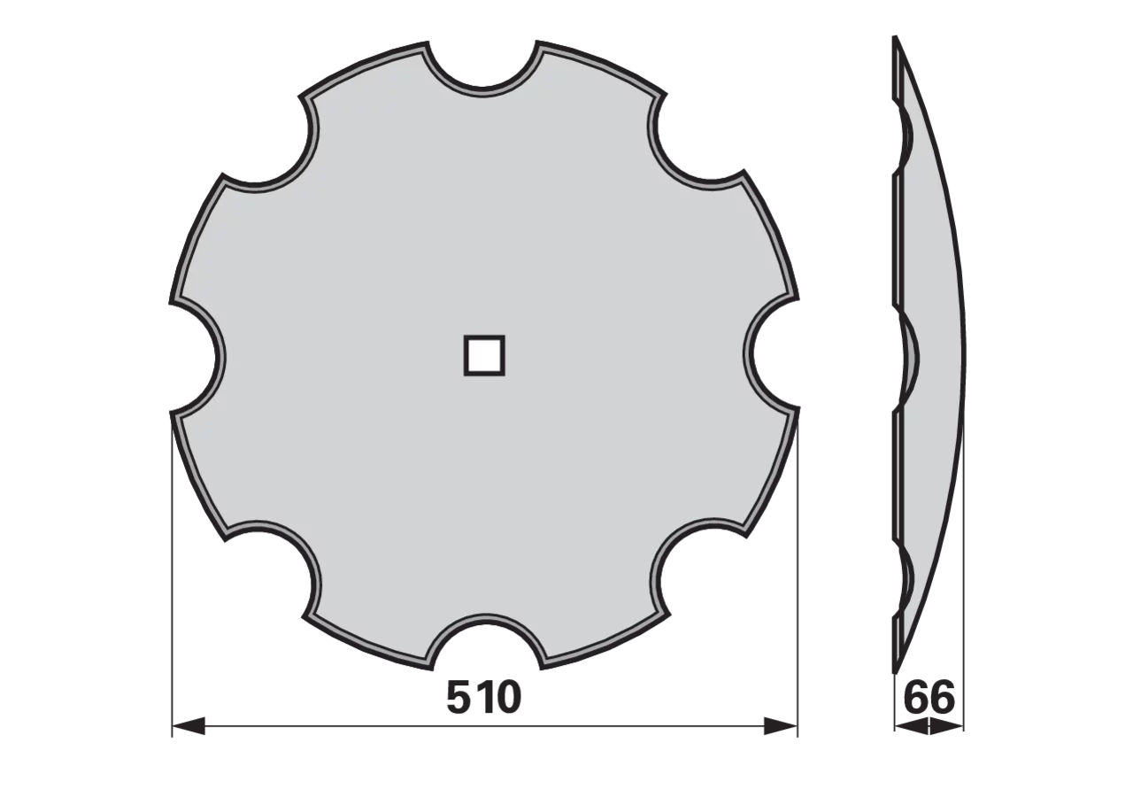 Eggenscheibe gezahnt, 510 mm, Vierkant 31 x 31 mm, Stärke 5 mm GartenShop24