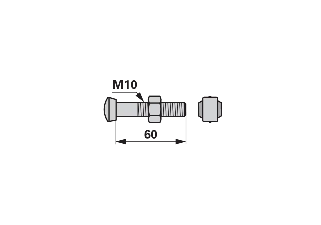 Hammerkopfschraube M10 x 60 mm, Güte 10.9, mit Mutter GartenShop24