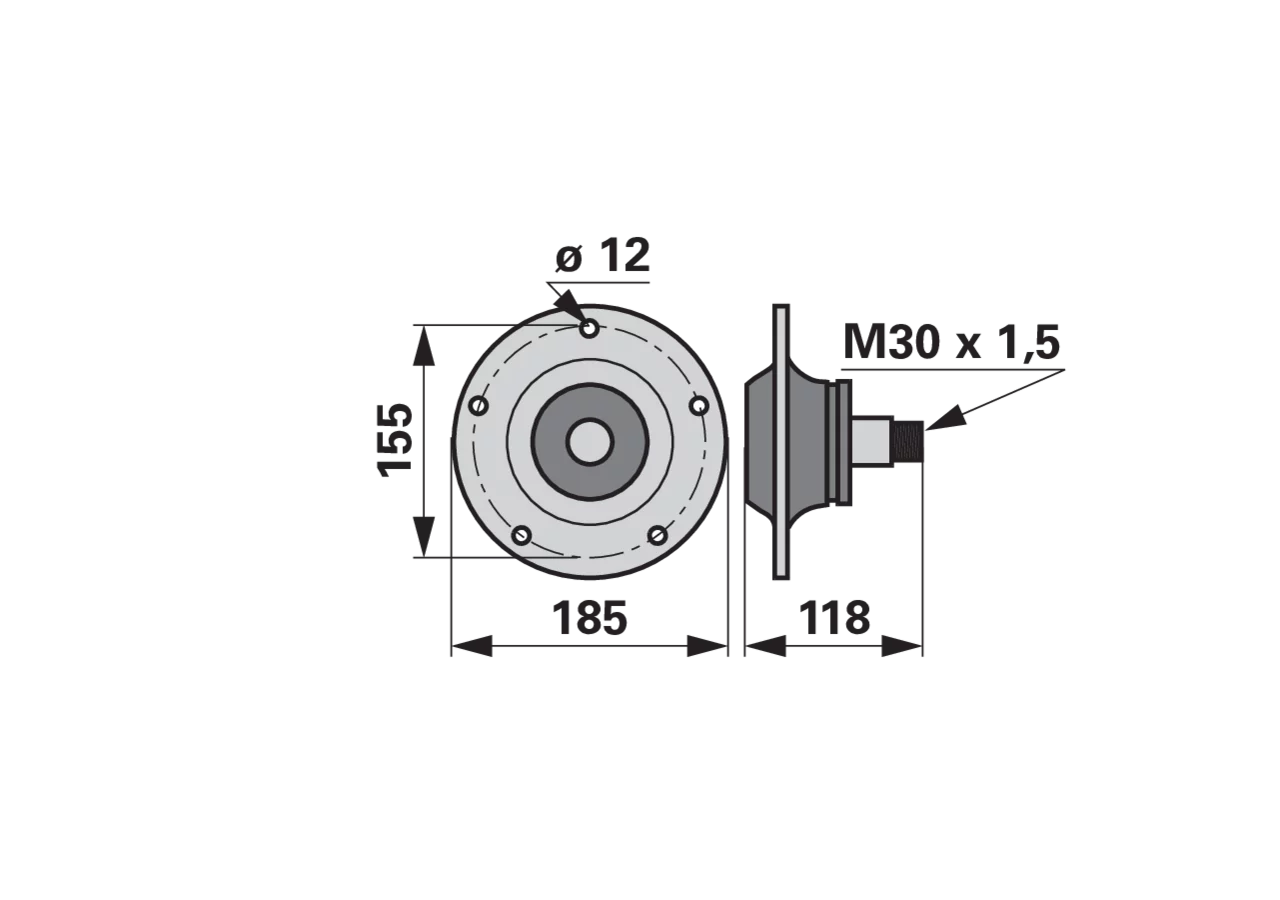 Lagereinheit links Gewinde M 30 x 1,5 – passend für Lemken 55510077 GartenShop24