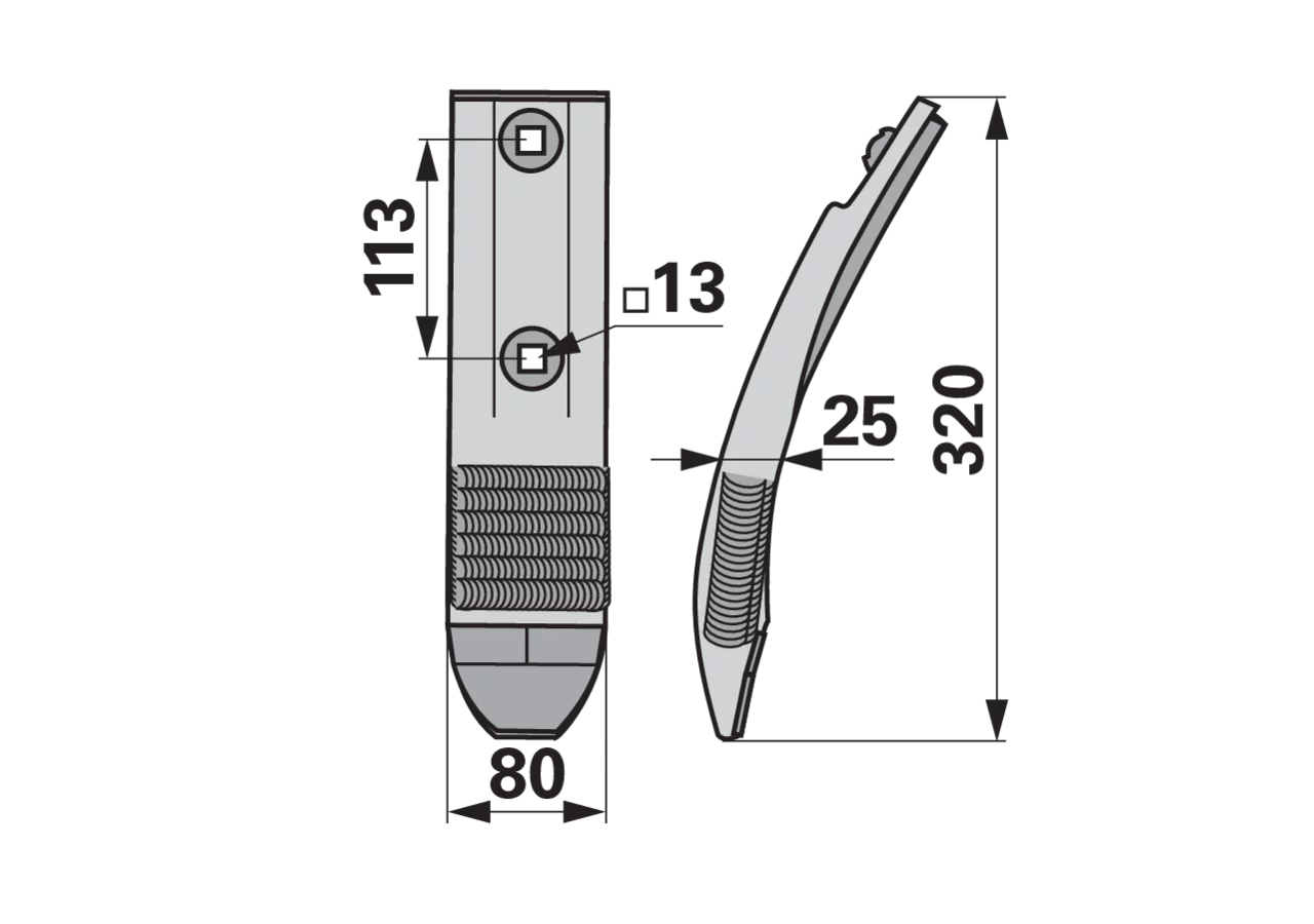 Scharspitze Hartmetall – passend für Köckerling 506065 Länge 320 mm AgriCarb