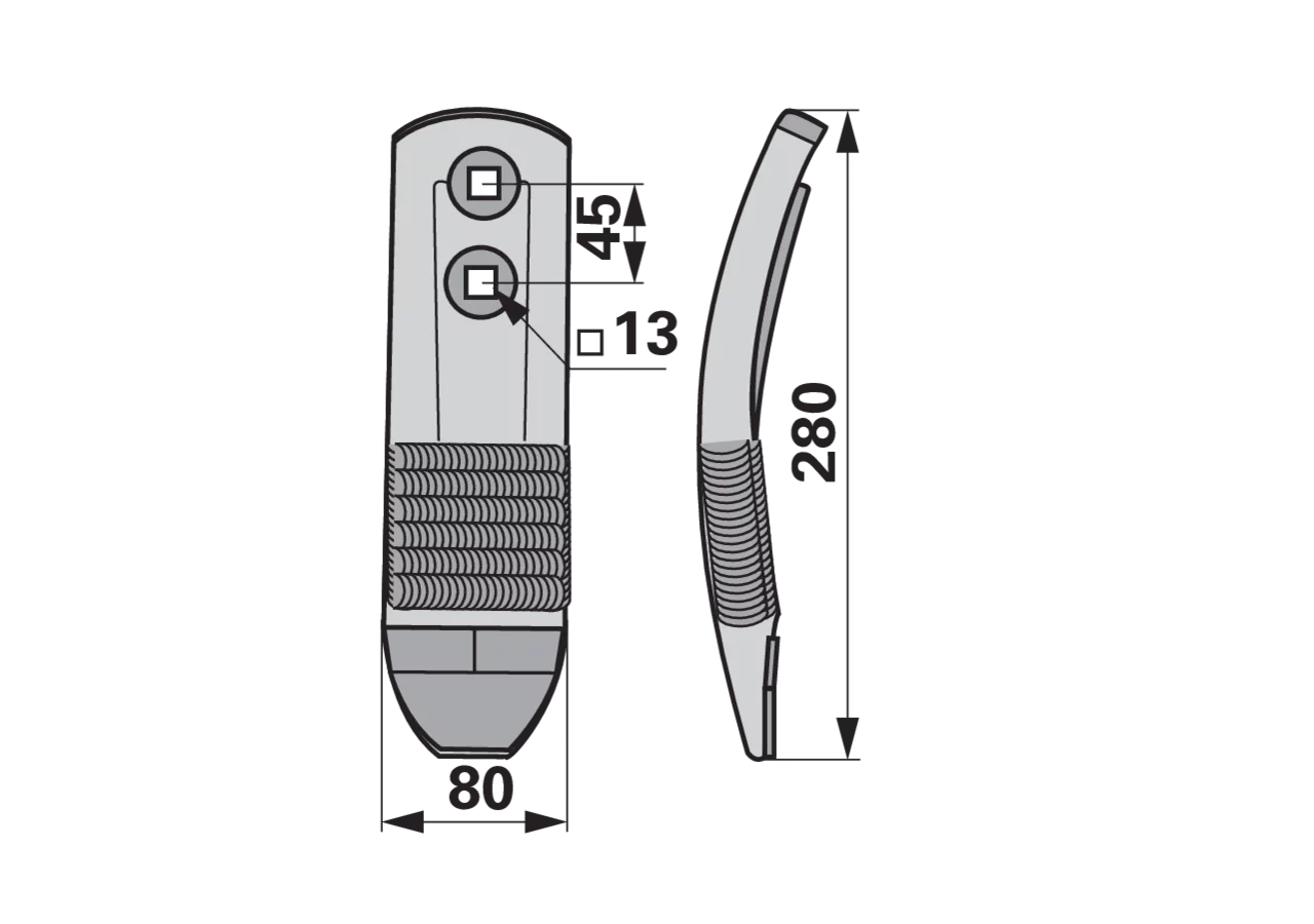 Scharspitze Hartmetall – passend für Pöttinger 9762.50.015.1 Länge 280 mm AgriCarb