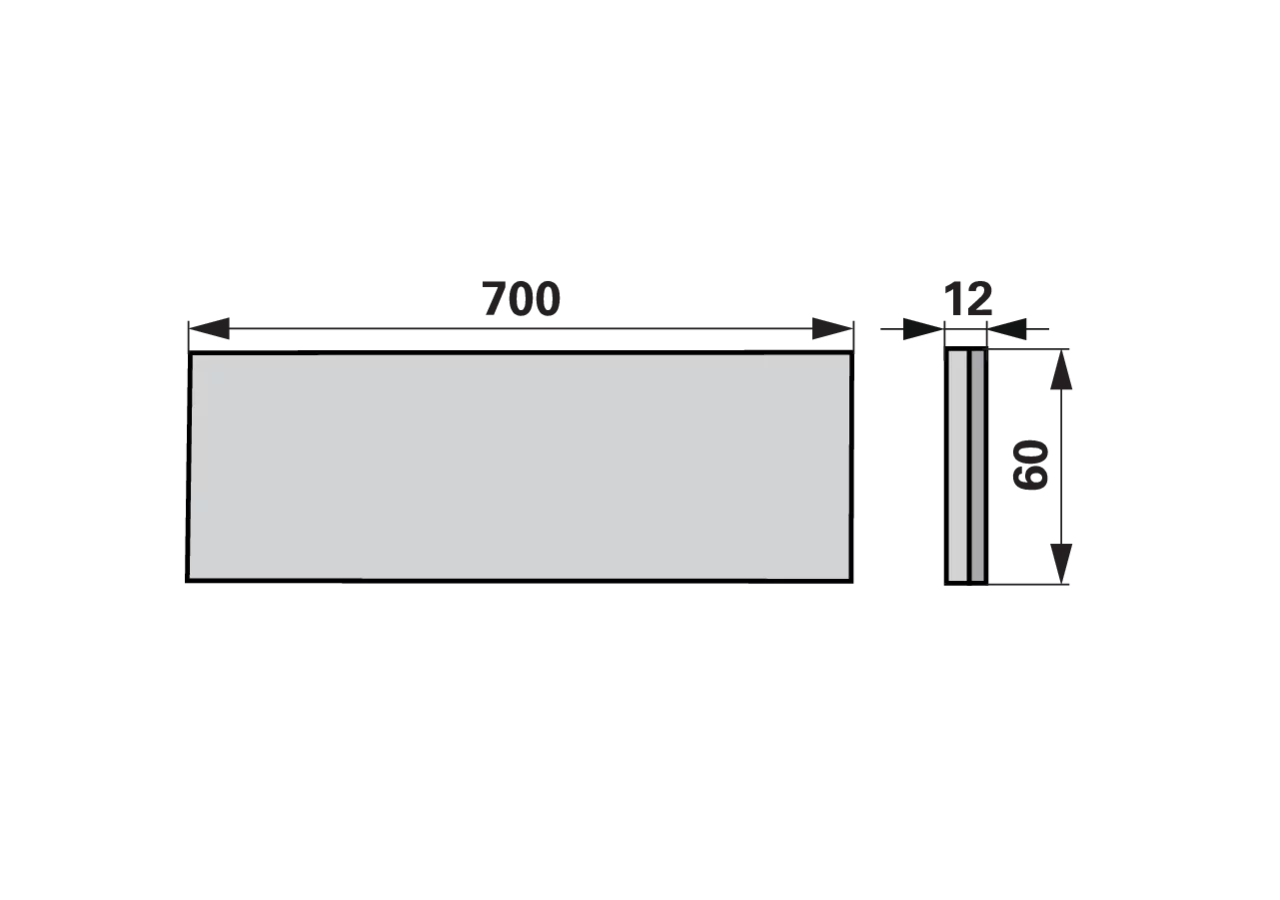 Verschleiβplatte 700 x 60 x 12 mm AgriCarb