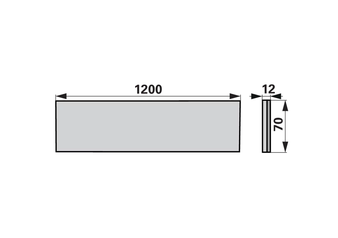 Verschleiβplatte 1200 x 70 x 12 mm AgriCarb