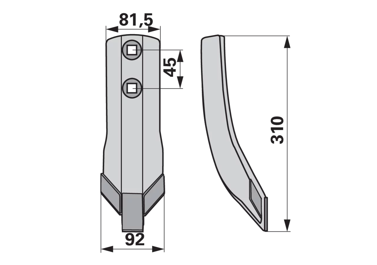 Scharspitze Hartmetall – passend für Pöttinger 9762.50.015.1 Breite 90 mm AgriCarb