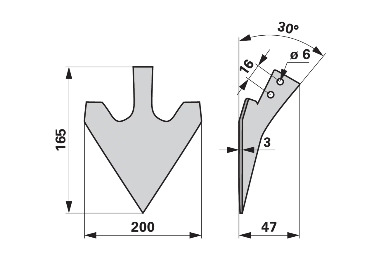 Hackschare 200 mm, 30°, für Stielmaterial 30 x 10 mm GartenShop24 - Hochwertige Gartengeräte