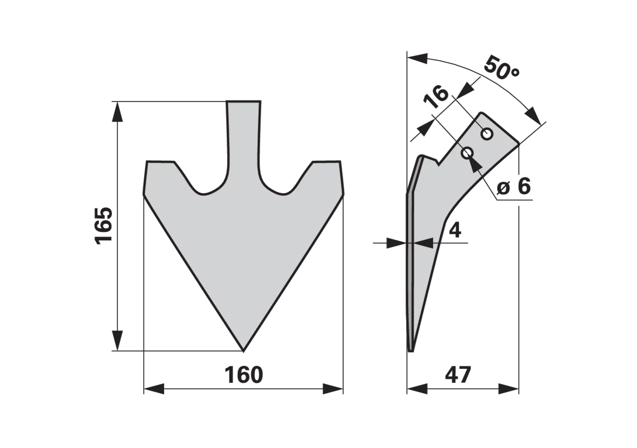Hackschare 160 mm Arbeitswinkel 50 Grad GartenShop24 - Hochwertige Gartengeräte