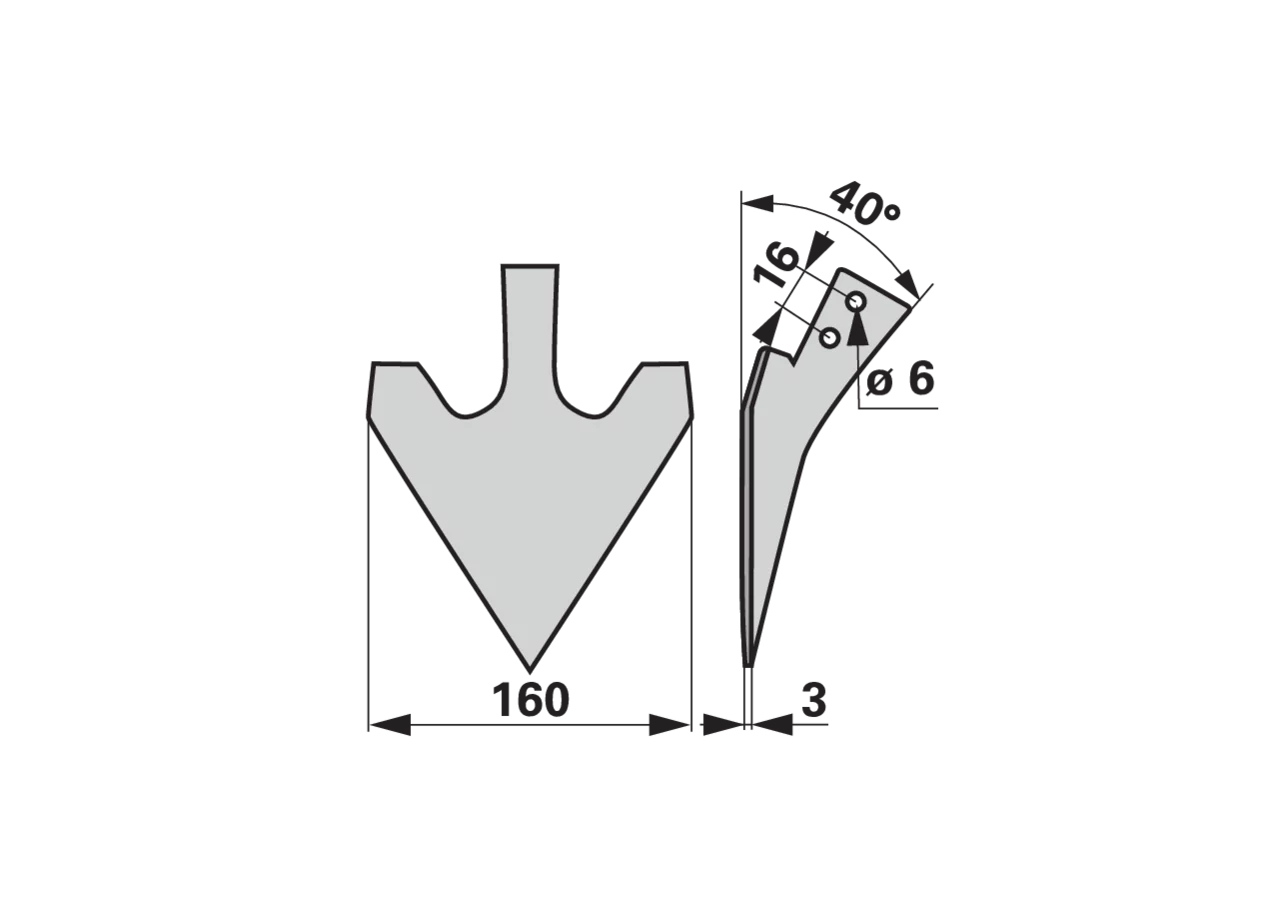Hackschare 160 mm für Spannstiftbefestigung anstelle von Einböck ERS160 15-093S GartenShop24 - Hochwertige Gartengeräte