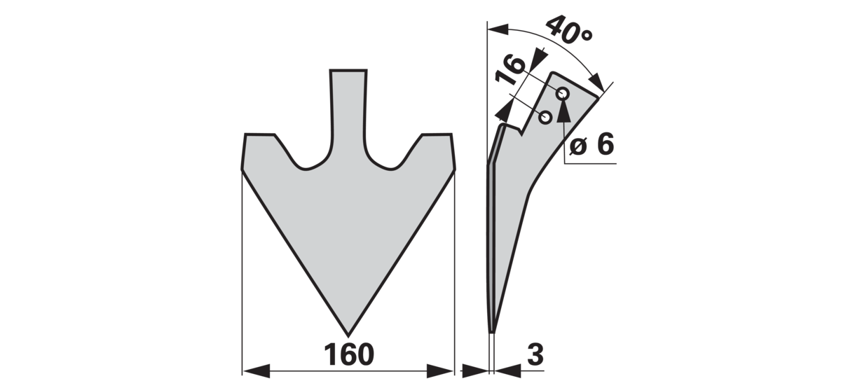 Hackschare 160 mm für Spannstiftbefestigung anstelle von Einböck ERS160 15-093S GartenShop24 - Hochwertige Gartengeräte