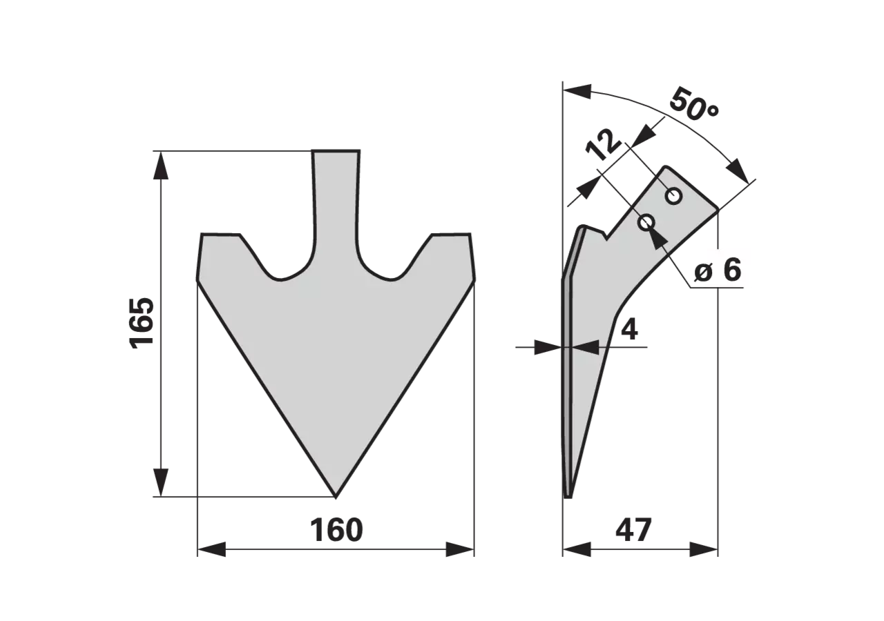 Hackschar 160 mm, Arbeitswinkel 50 Grad, für Stielmaterial 30 x 10 mm GartenShop24 - Hochwertige Gartengeräte