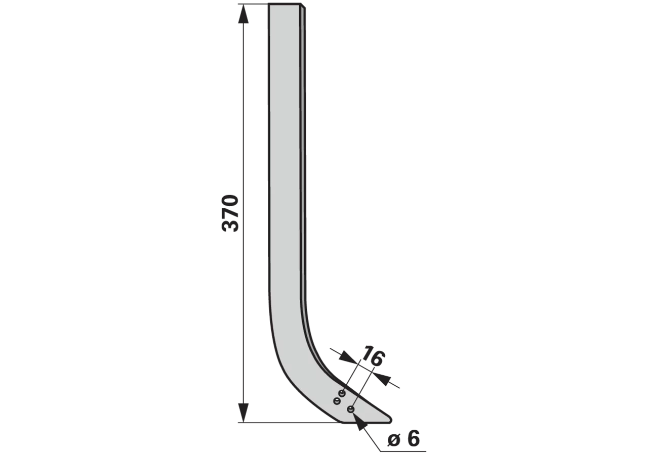 Hackscharstiel gerade, 370 mm, Lochabstad 16 mm, Winkel 30 Grad GartenShop24