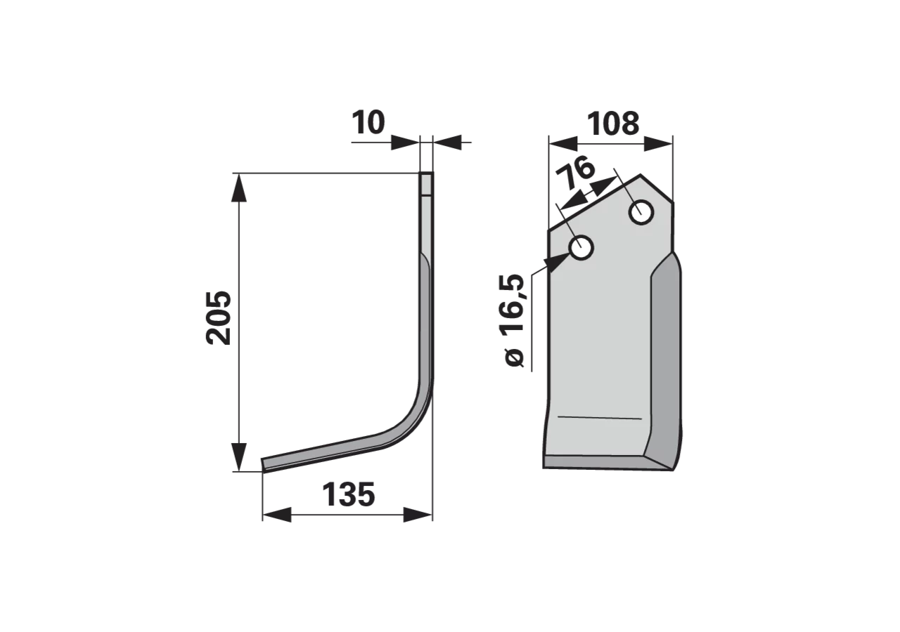 Bogenmesser links mit Beschichtung anstelle von Kuhn 52359110 GartenShop24 - Hochwertige Gartengeräte