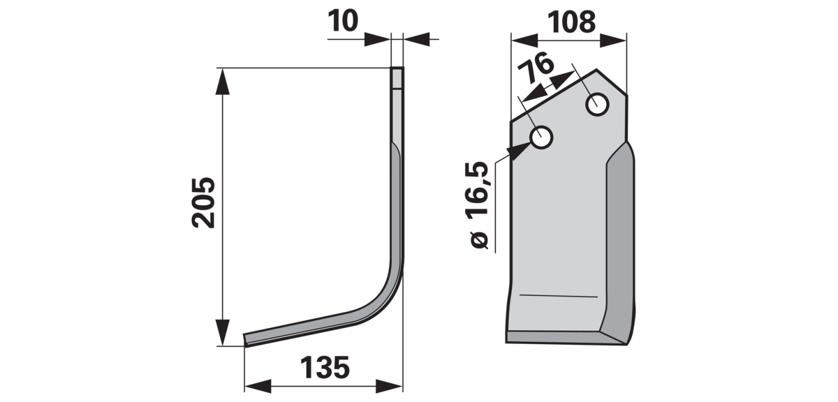 Bogenmesser links mit Beschichtung anstelle von Kuhn 52359110 GartenShop24 - Hochwertige Gartengeräte