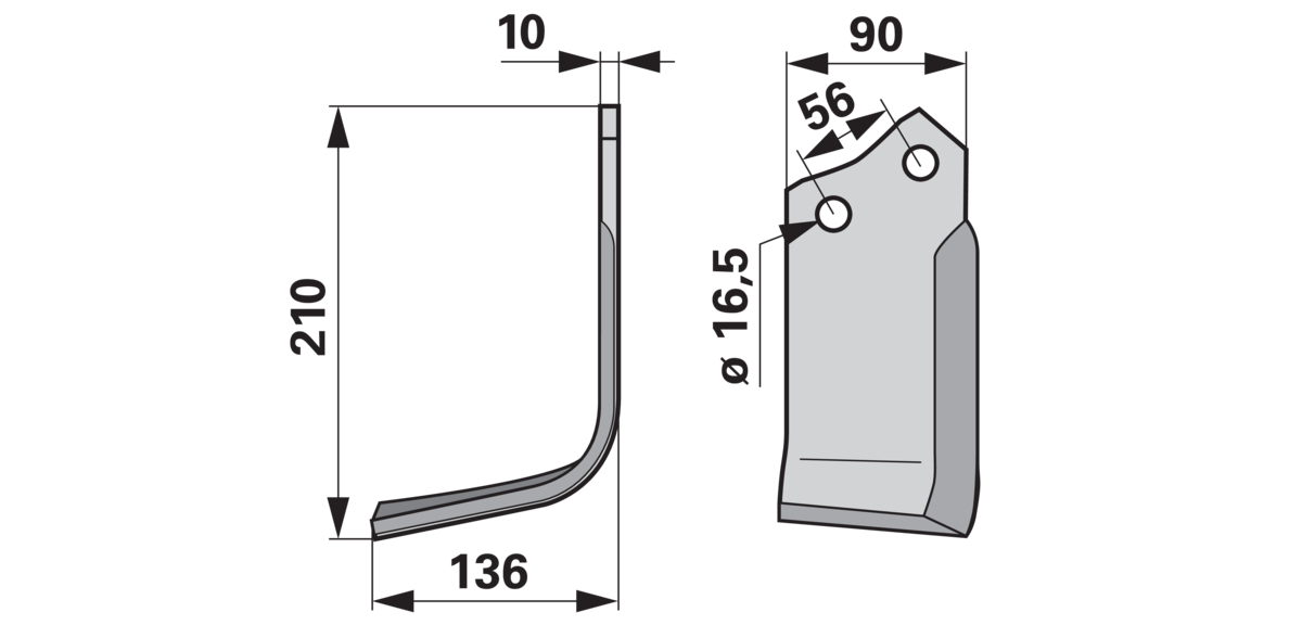 Bogenmesser links mit Beschichtung anstelle von Maschio 09400425 GartenShop24 - Hochwertige Gartengeräte