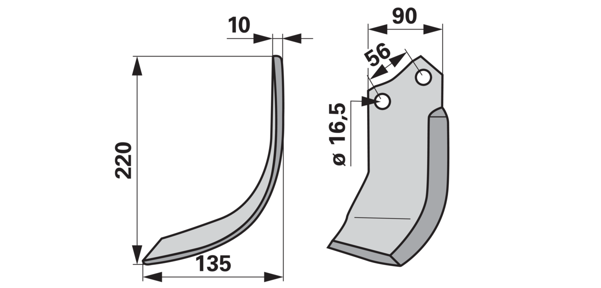 Bogenmesser links mit Beschichtung anstelle von Maschio 0940043 GartenShop24 - Hochwertige Gartengeräte
