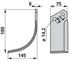 Bogenmesser links BJ002 – Detailansicht Lochabstand 51 mm und Stärke 6 mm