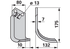 Bogenmesser rechts Howard 994881 – Ersatzmesser für Bodenfräsen, 175×132 mm