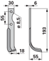 Bogenmesser rechts 193 mm Detailansicht – Lochabstand 55 mm, Lochdurchmesser 8,5 mm