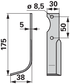 Bogenmesser links 30x5 mm 175 mm – Detailansicht Bohrung und Maße