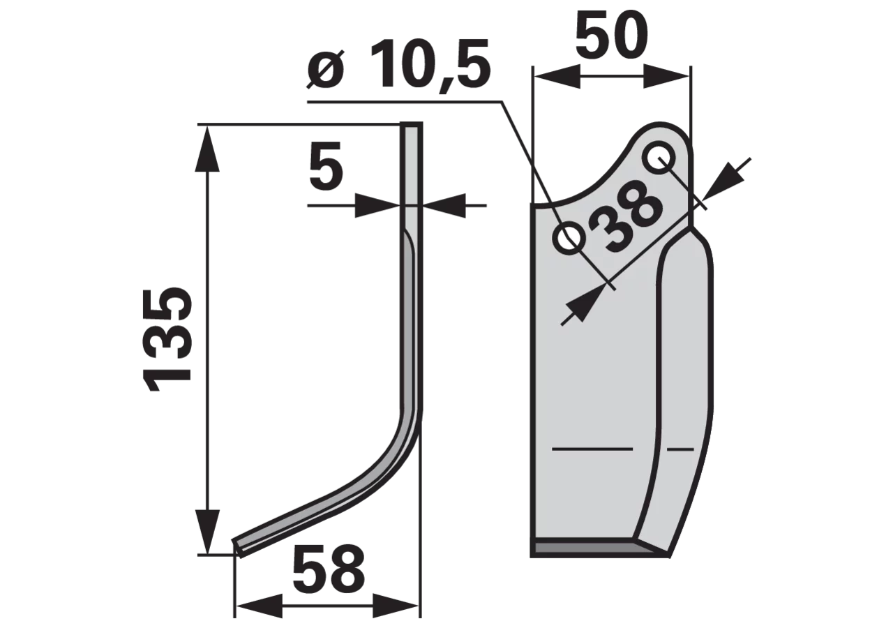Bogenmesser links anstelle von Agria 166706624 Lochdurchmesser 10,5 mm GartenShop24 - Hochwertige Gartengeräte