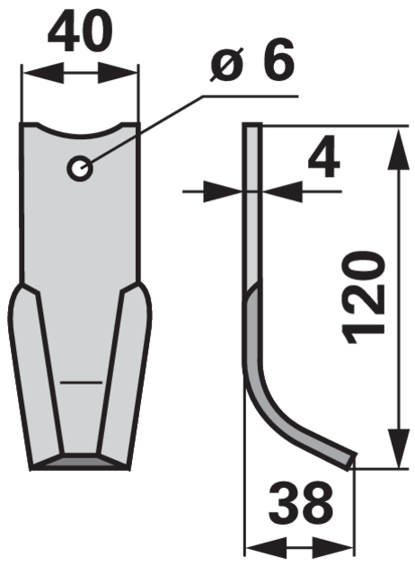 Bogenmesser Agria 06622 – Detailansicht Lochdurchmesser 6 mm