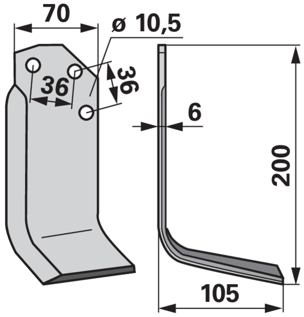 Fräsmesser Ausführung rechts, Lochdurchmesser 10,5 mm, Stärke 6 mm