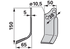 Bogenmesser links Agria 176712869 – Ersatzteil für Bodenfräsen, 65×150 mm