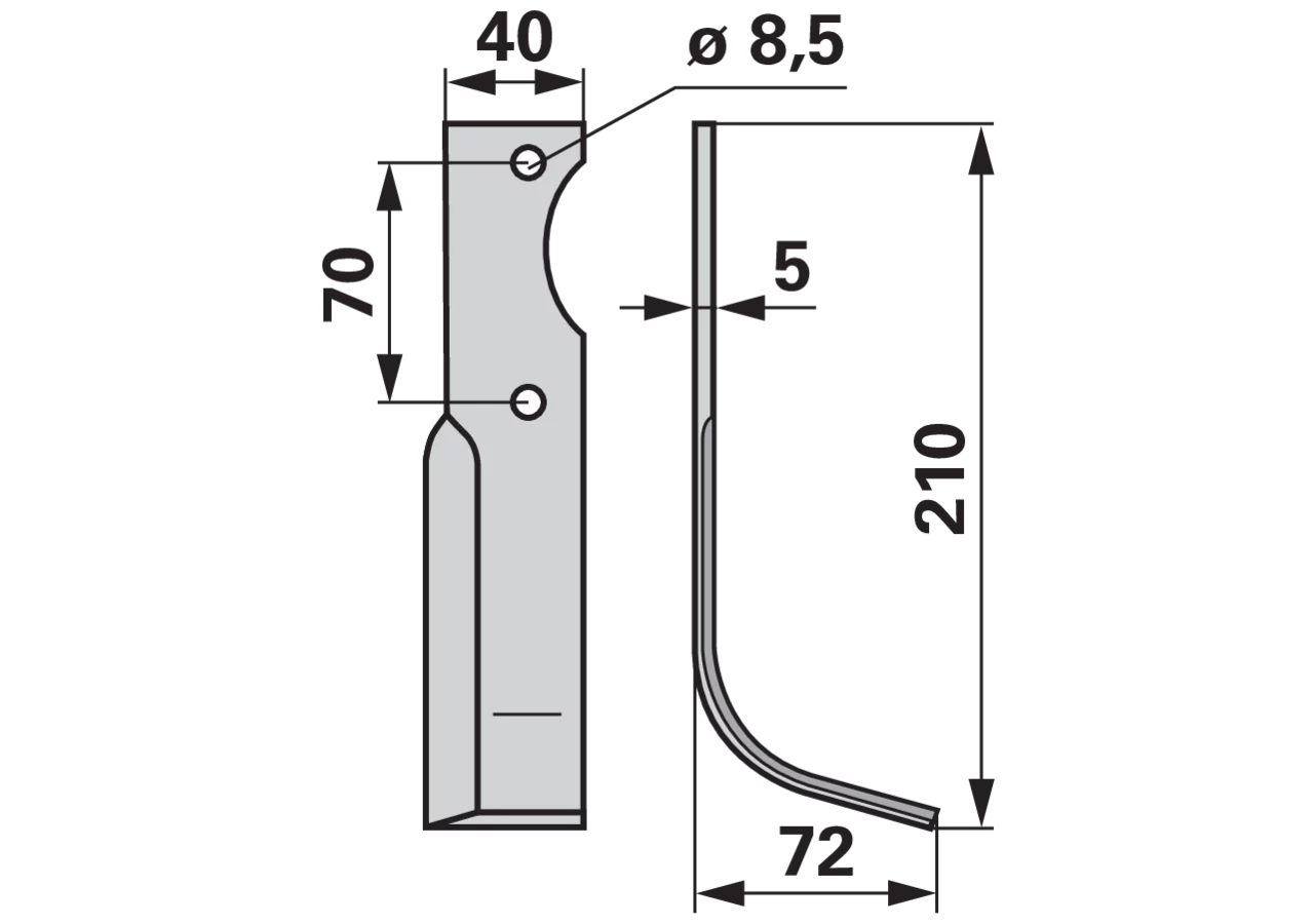 Bogenmesser rechts anstelle von Adriatica HP8-10 GartenShop24 - Hochwertige Gartengeräte