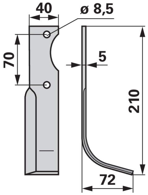 Bogenmesser rechts anstelle von Adriatica HP8-10 GartenShop24 - Hochwertige Gartengeräte