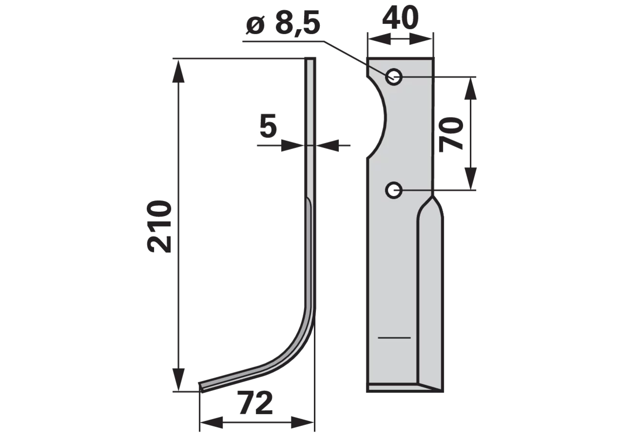 Bogenmesser links anstelle von Adriatica HP8-10 GartenShop24 - Hochwertige Gartengeräte