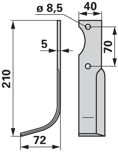 Bogenmesser links anstelle von Adriatica HP8-10 GartenShop24 - Hochwertige Gartengeräte