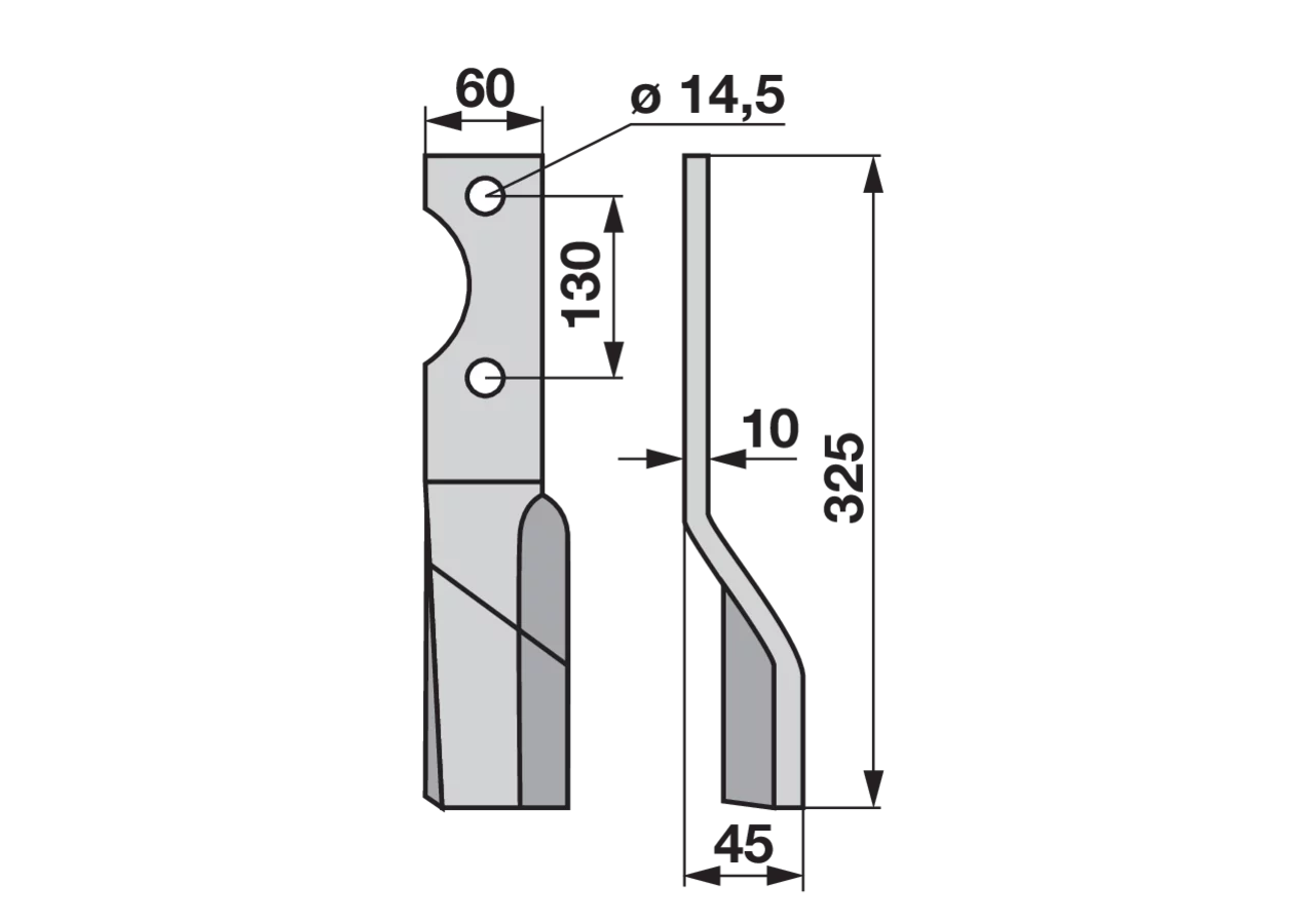 Fräsmesser rechts Breite 45 mm GartenShop24