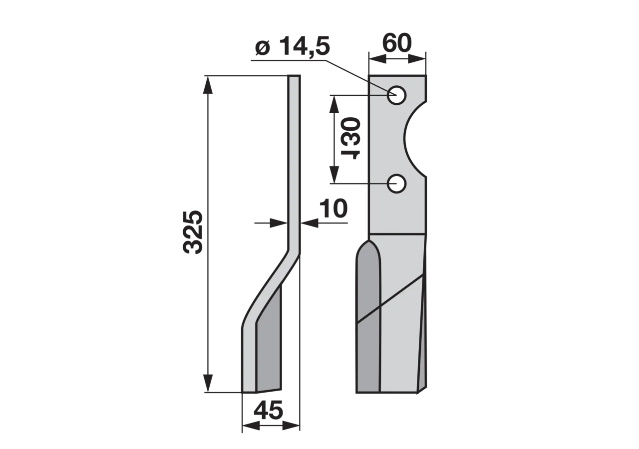 Fräsmesser links Breite 45 mm GartenShop24