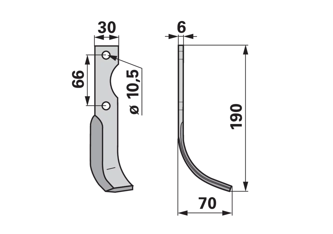 Bogenmesser rechts Lochabstand (LA) 66 mm GartenShop24