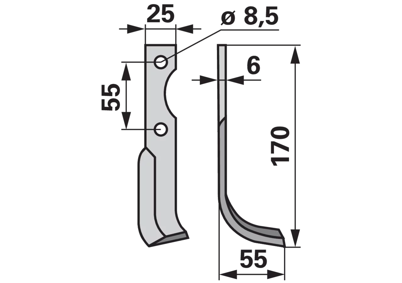 Bogenmesser rechts anstelle von BCS B580.43432.6 GartenShop24 - Hochwertige Gartengeräte