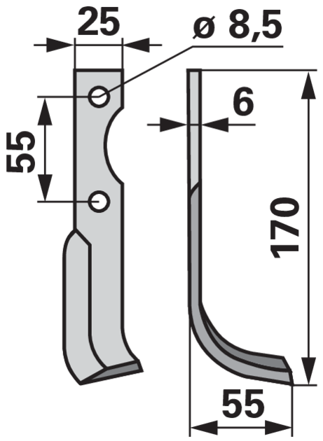 Bogenmesser rechts anstelle von BCS B580.43432.6 GartenShop24 - Hochwertige Gartengeräte