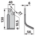 Bogenmesser rechts BCS B580.48433.2 – Detailansicht Lochabstand 27 mm, Stärke 6 mm