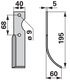 Bogenmesser rechts 40x5 L=195 mm Arbeitsbreite 60 mm Lochabstand 68 mm GartenShop24 - Hochwertige Gartengeräte